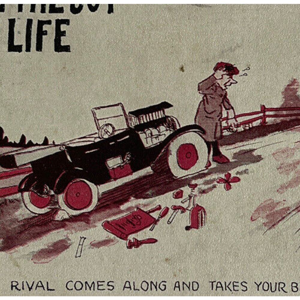 Vintage Postcard Humorous 1925 Ephemera Posted Signed Insult Man Woman Cars SEE